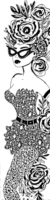 Free colorable bookmarks of a close up woman with pointy glasses